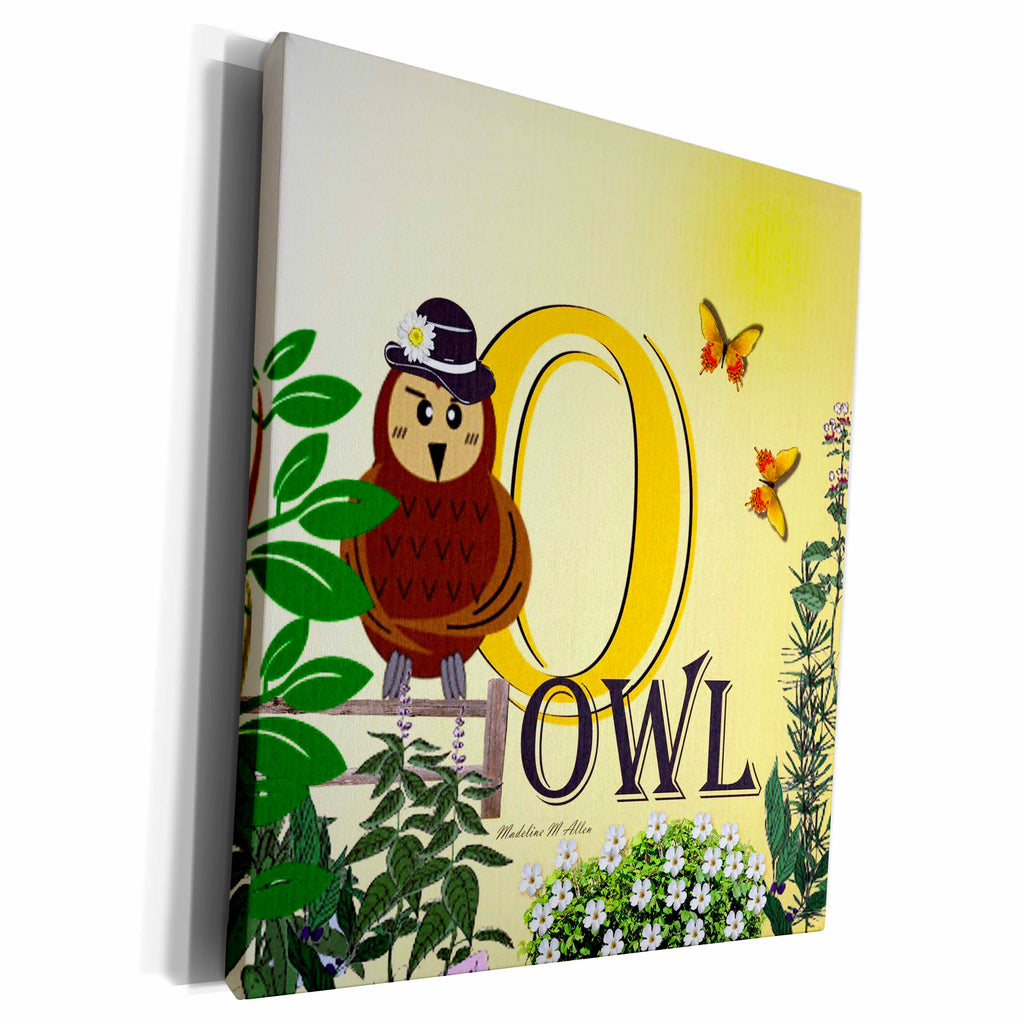 3dRose Decorative Animal Alphabet Art for children - O is for... - Museum Grade Canvas Wrap (cw_52992)