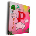 3dRose Decorative Animal Alphabet Art for children - P is for... - Museum Grade Canvas Wrap (cw_52993)