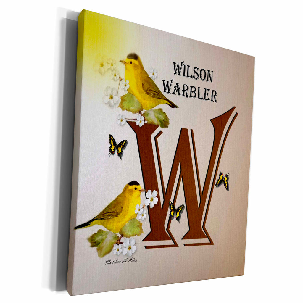 3dRose Decorative Animal Alphabet Art for children - W is for... - Museum Grade Canvas Wrap (cw_53000)