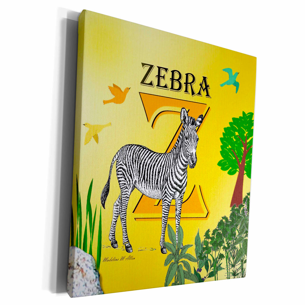 3dRose Decorative Animal Alphabet Art for children - Z is for... - Museum Grade Canvas Wrap (cw_53003)