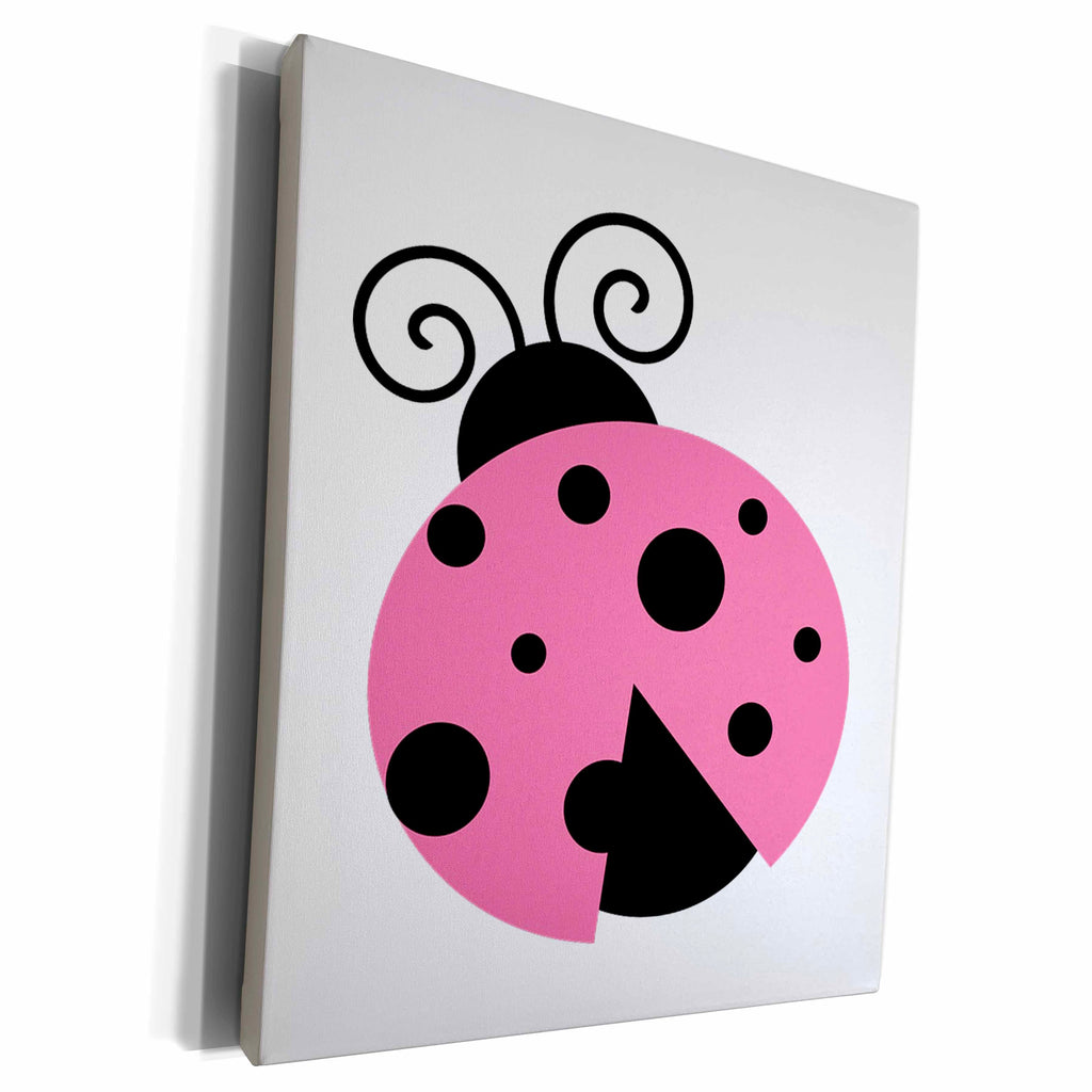 3dRose Florene Childrens Art II - Pink Ladybug - Museum Grade Canvas Wrap (cw_54169)