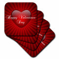 3dRose PS Holidays - Red Heart Happy Valentines Day - Coasters (cst_164639)