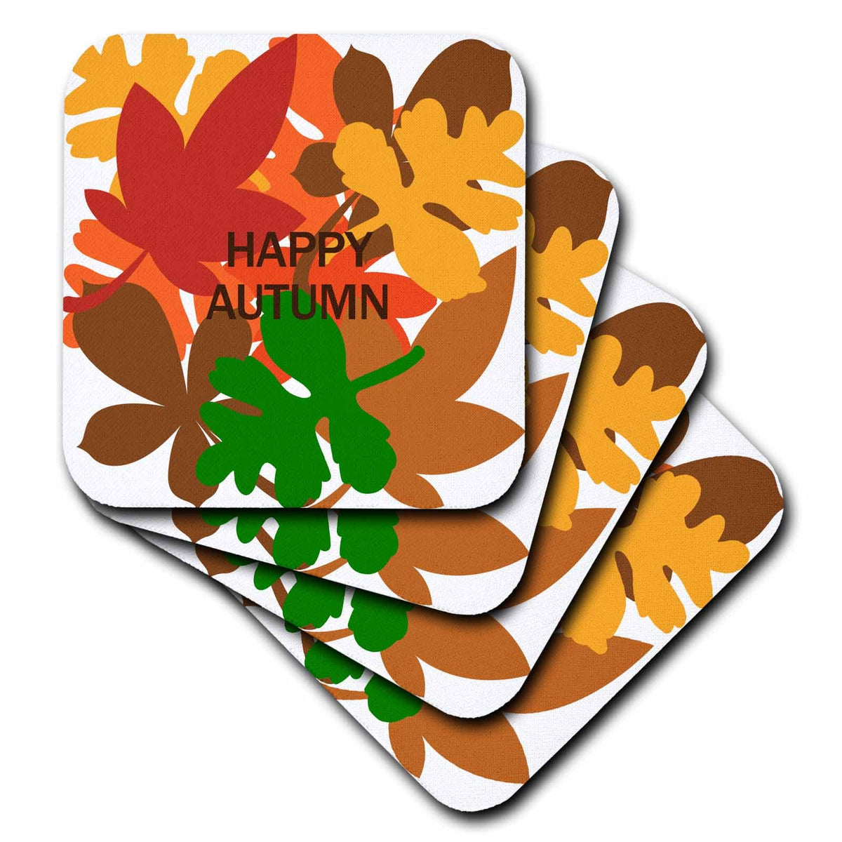 3dRose Happy Autumn Colorful Fall Leaves - Coasters (cst-371175)