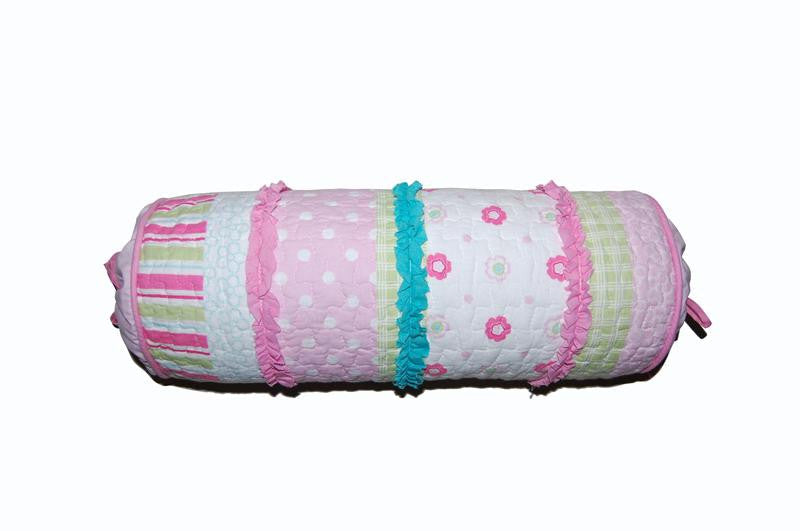 Greta Floral Stripe Pink Real Patchwork Cotton Reversible Quilt Bedding Set