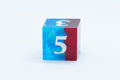 Blue on Red Sharp Edge Resin d6 / d20-Dice (Blue- Red w/ White Numbers)
