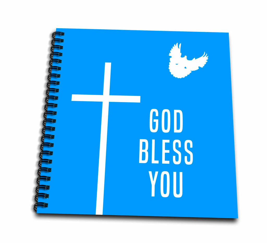 3dRose Alexis Design - Holidays Easter - Easter. Cross, Dove, Text God Bless You - Drawing Book