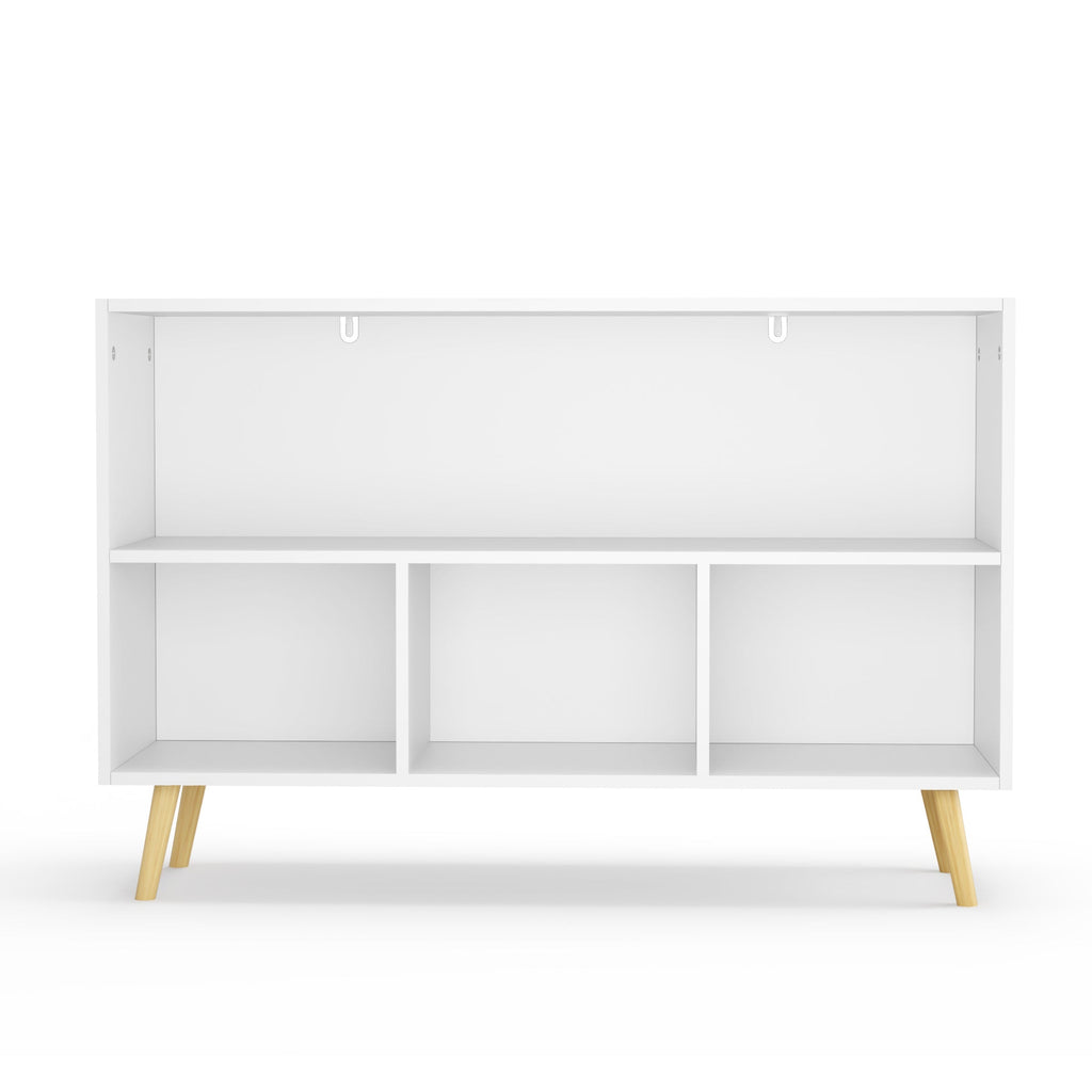 Kids bookcase with Collapsible Fabric Drawers Children's Book Display Toy Storage Cabinet Organizer White/Blue