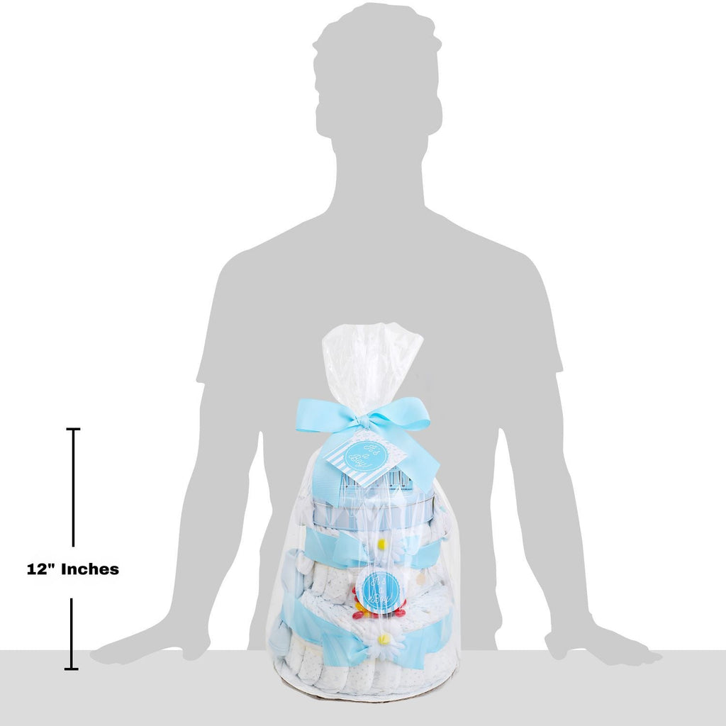 Sweet Baby Boy Blue Diaper Cake Gift Tower