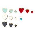 Black White Red Blue Enamel Heart Pendant, Sku#FH30