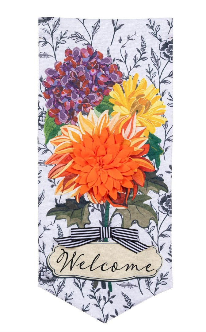 Fall Floral Toile 2 Sided Long Garden Flag
