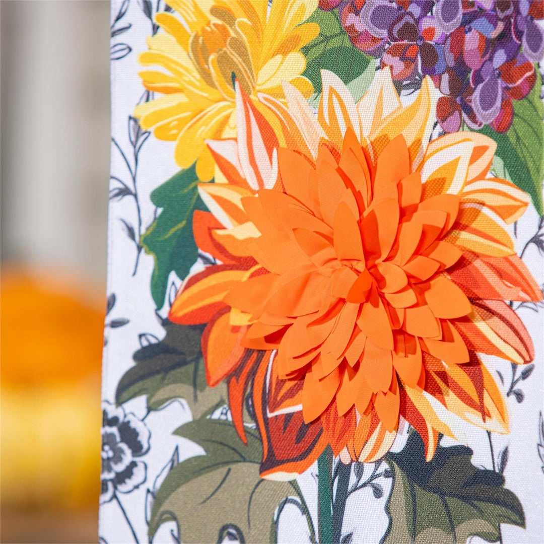 Fall Floral Toile 2 Sided Long Garden Flag