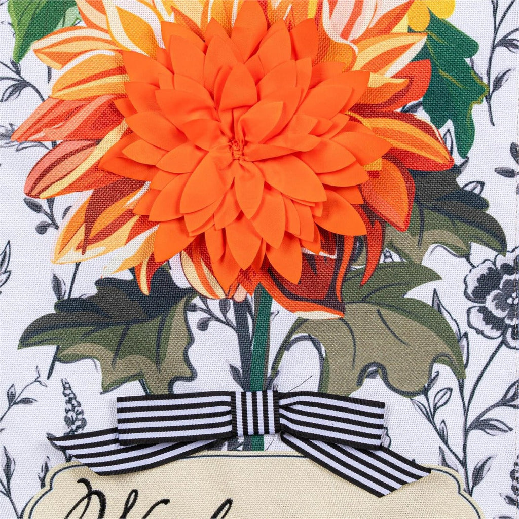 Fall Floral Toile 2 Sided Long Garden Flag