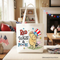 Red White & Proud Winnie-the-Pooh Tote Bag, 1926 A.A. Milne Patriotic 4th of July Gift Shopper