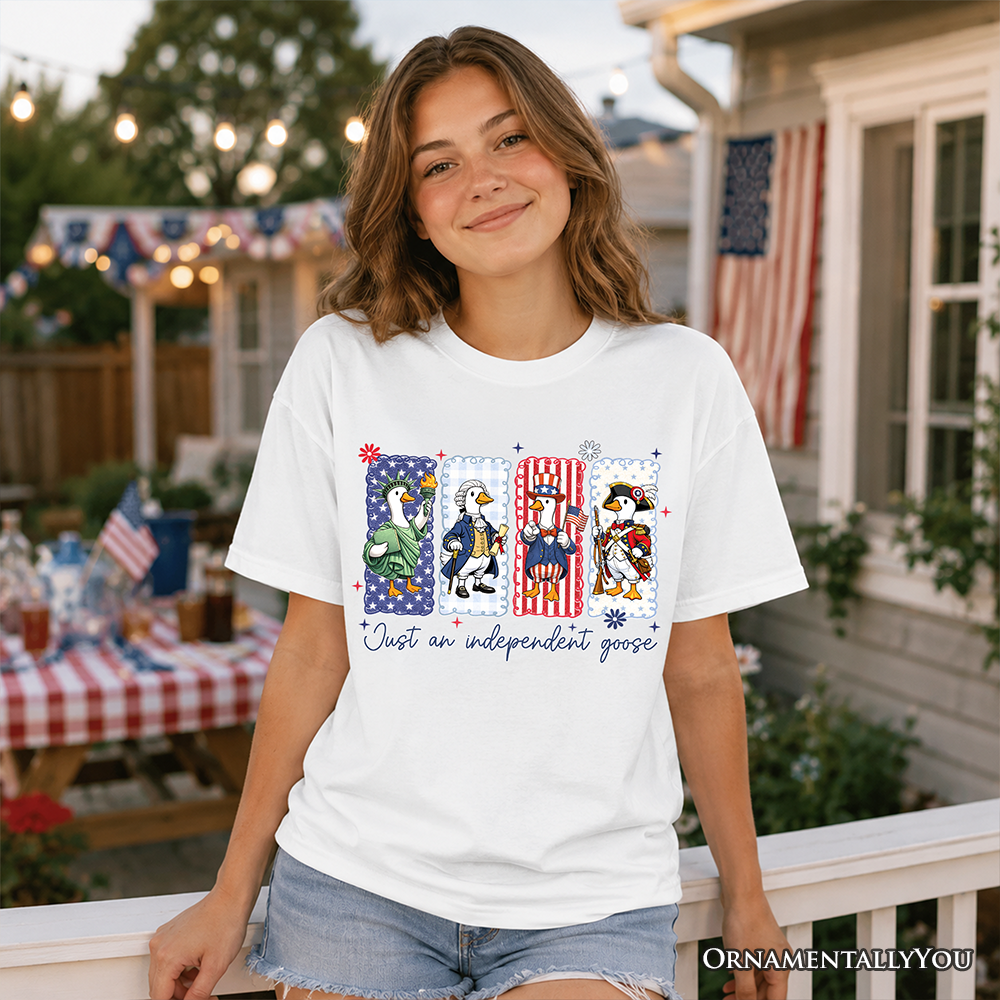 Kids Just An Independent Goose Patriotic T-Shirt, Funny Youth 4th of July Tee
