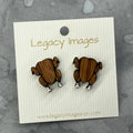Thanksgiving Turkey & Pie Earrings, Wood Stud Earrings