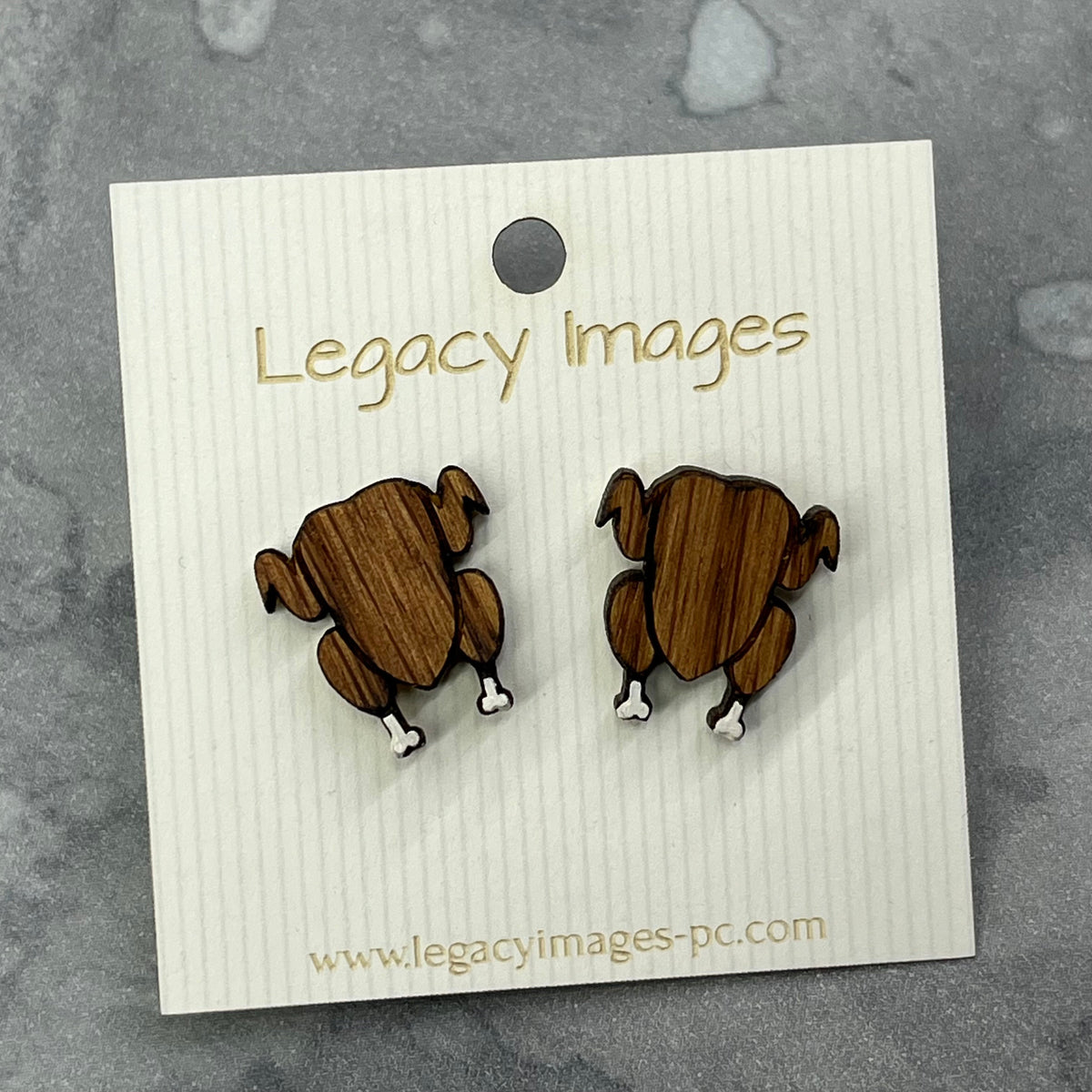 Thanksgiving Turkey & Pie Earrings, Wood Stud Earrings