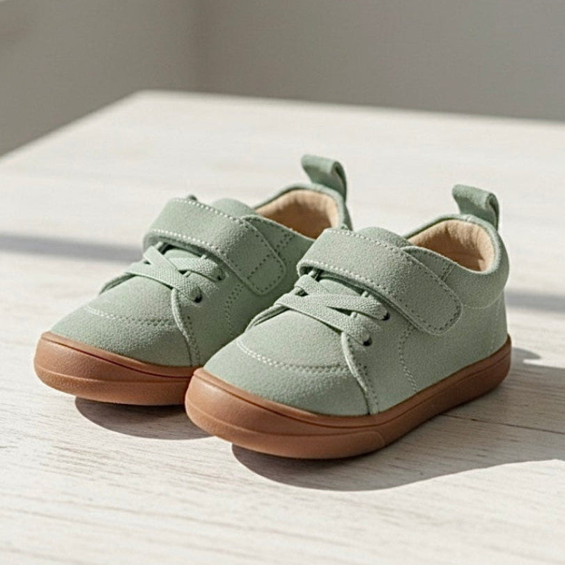 Moss Green Kids' Hook-and-Loop Sneakers