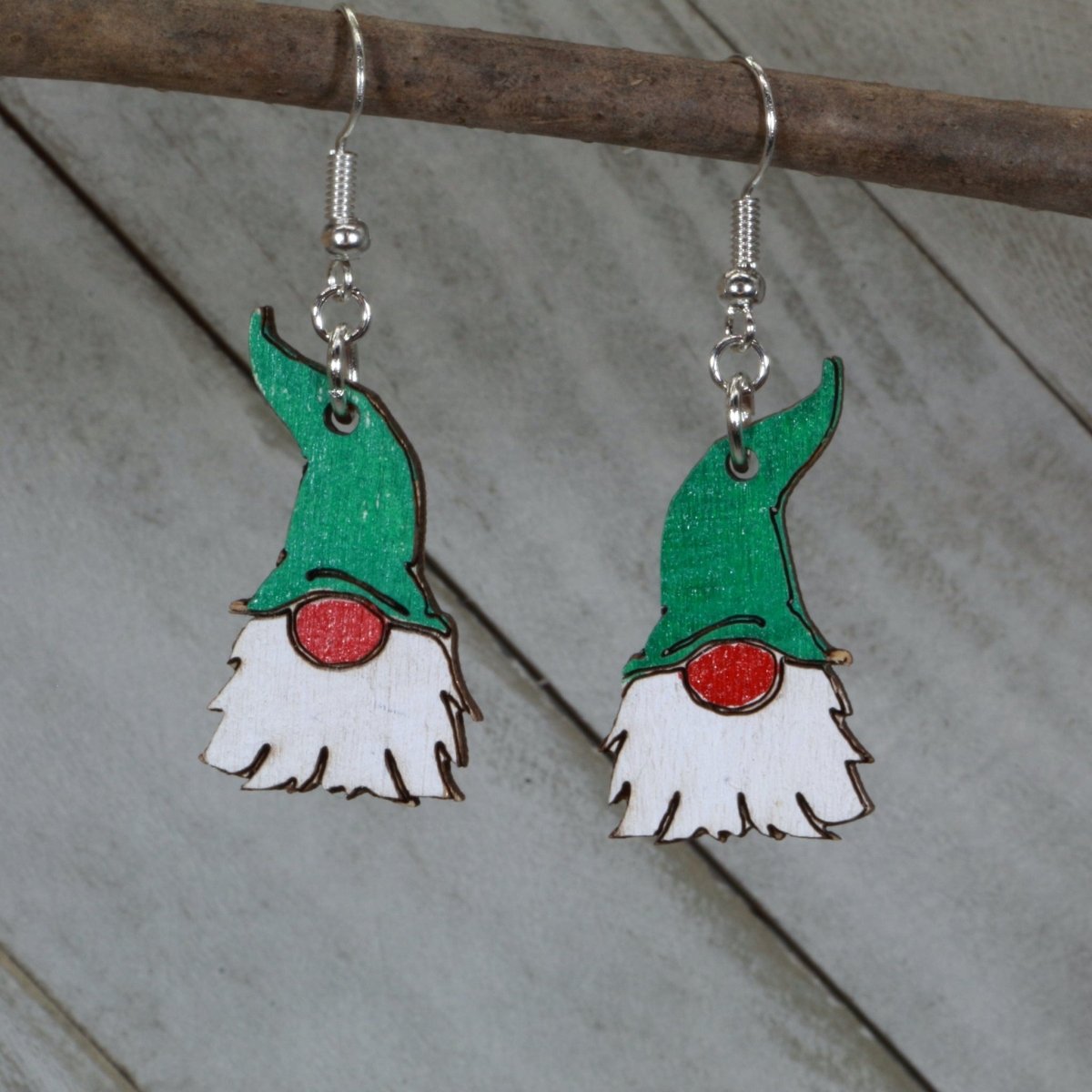 Garden Gnome Wooden Dangle Earrings | Whimsical Nature Jewelry