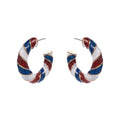 Women's Patriotic American USA Glittered Enamel Twist Hoop Earrings 4th of July