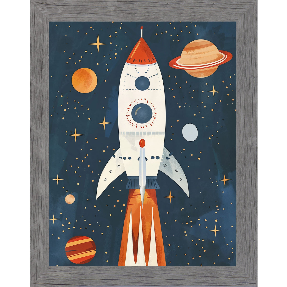 Rocket Ship Space Wall Art – No Words Boys Room Nursery Decor (SB265)