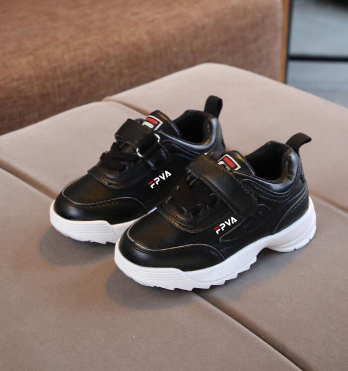 Children's Synthetic-Leather Hook-and-Loop Sneakers