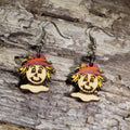 Thanksgiving Scarecrow Wooden Dangle Earrings | Fall Harvest Jewelry