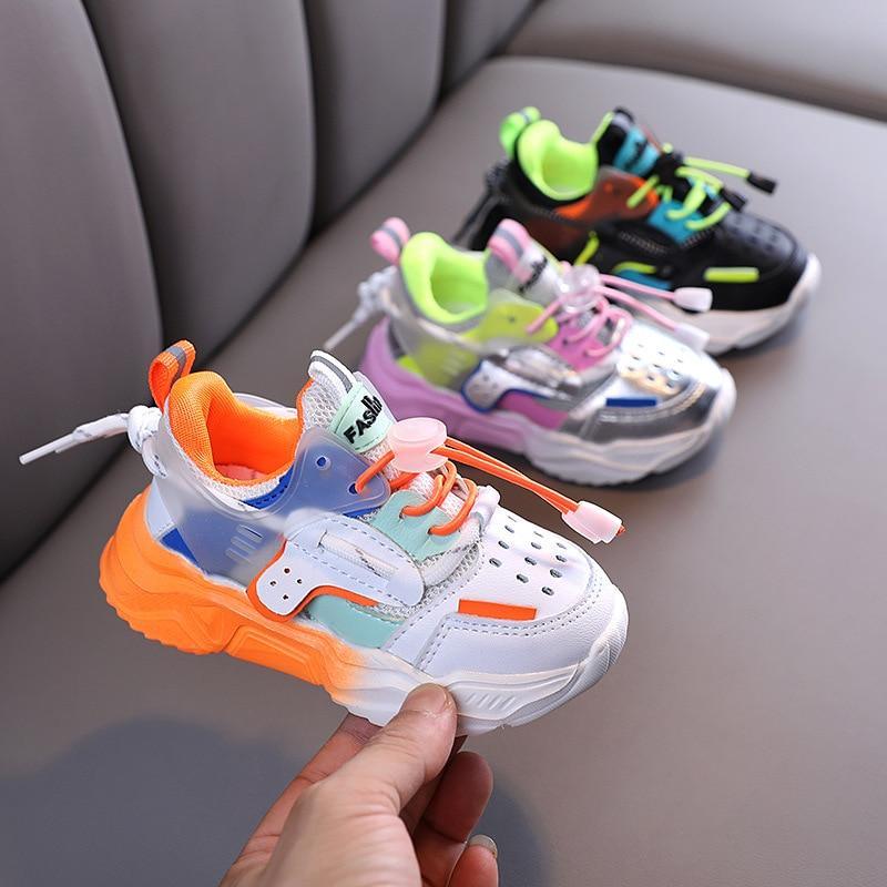 Kids' Air-Mesh Elastic-Band Casual Sneakers