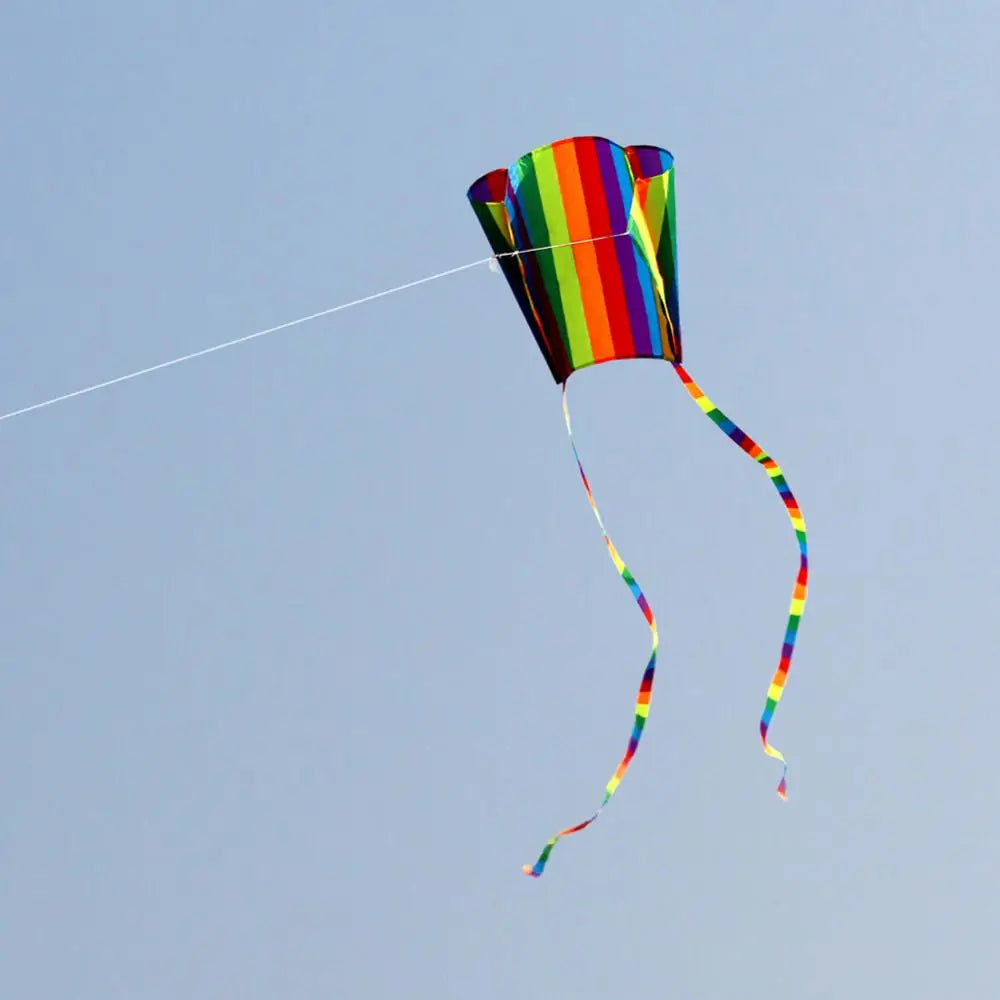Adult Frameless Rainbow Parafoil Kite – Outdoor Colorful Kite with 30m Line, Long Tail, Kids Fun Toy, Kite Accessory