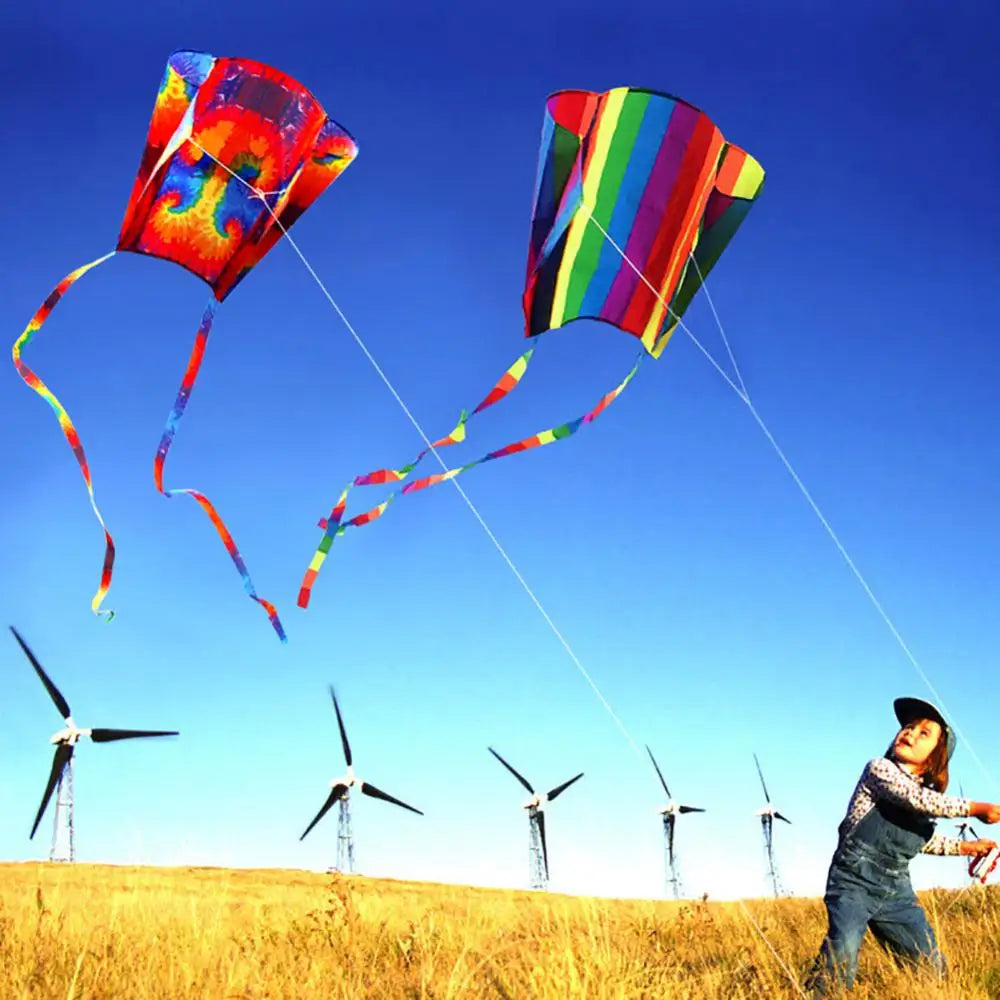 Adult Frameless Rainbow Parafoil Kite – Outdoor Colorful Kite with 30m Line, Long Tail, Kids Fun Toy, Kite Accessory