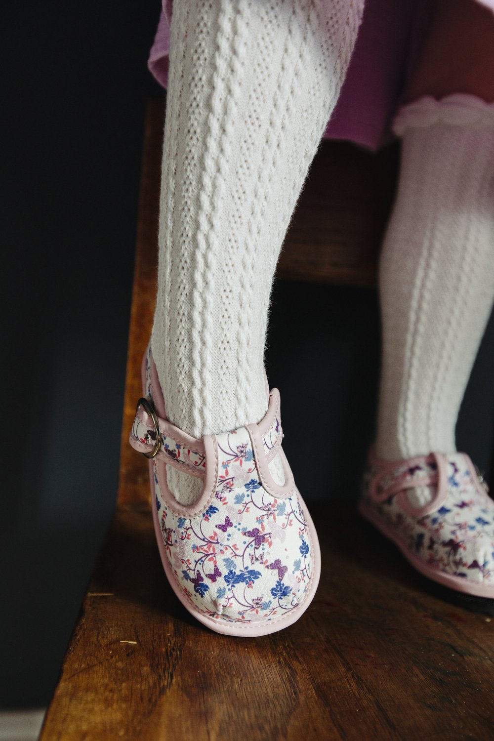 Children's Floral Mary Jane Dress Shoes – Removable Soles