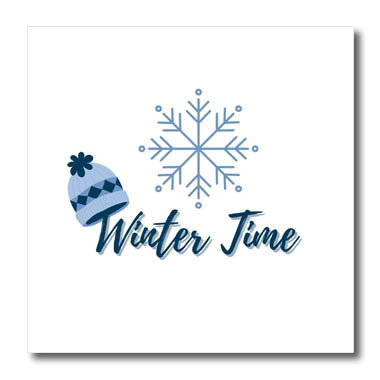 3dRose Cute Christmas Image with a Text of Winter Time - Iron on Heat Transfers (ht-365746)