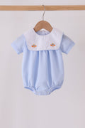 Blue turkey embroidery checkered bubble