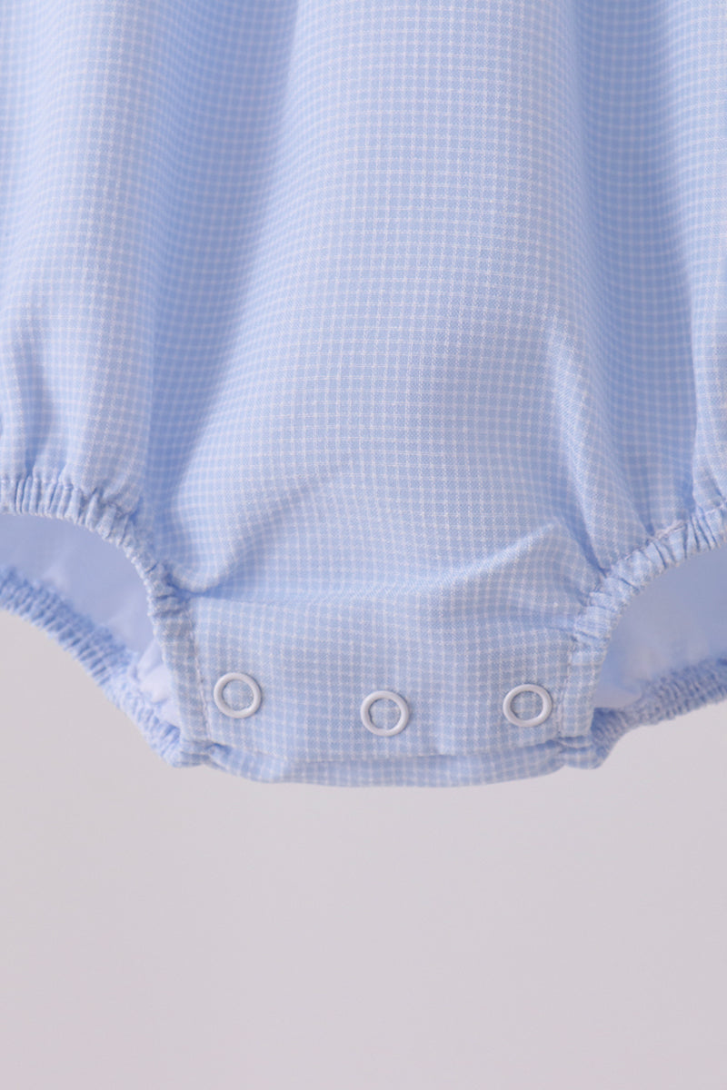 Blue turkey embroidery checkered bubble