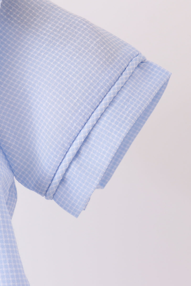 Blue turkey embroidery checkered bubble