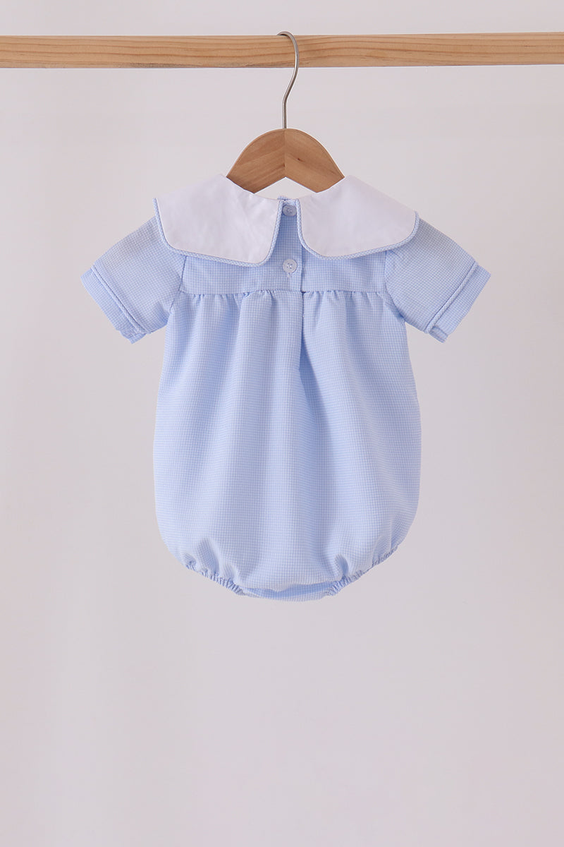 Blue turkey embroidery checkered bubble