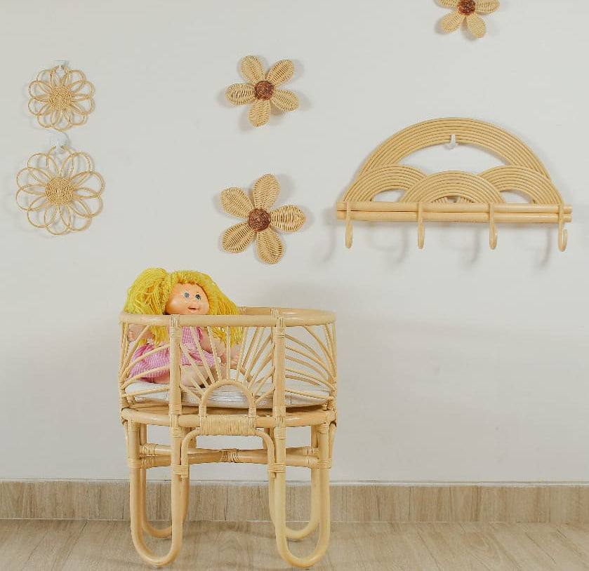 Sweet Bloom Rattan Flower Wall Art – Cute Boho Nursery & Girls Room Decor