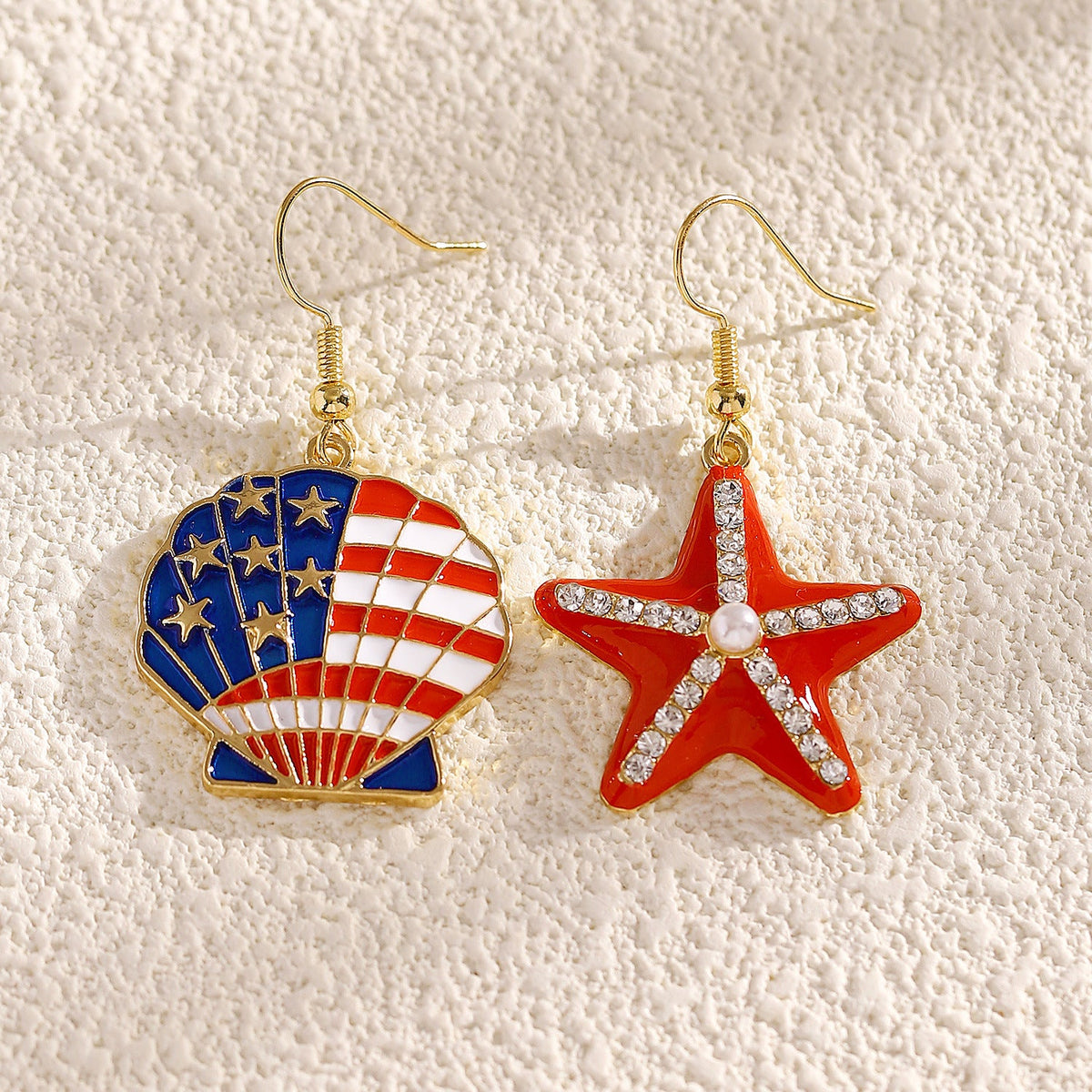 Fashion Independence Day Asymmetric Flag Color Jewelry Set