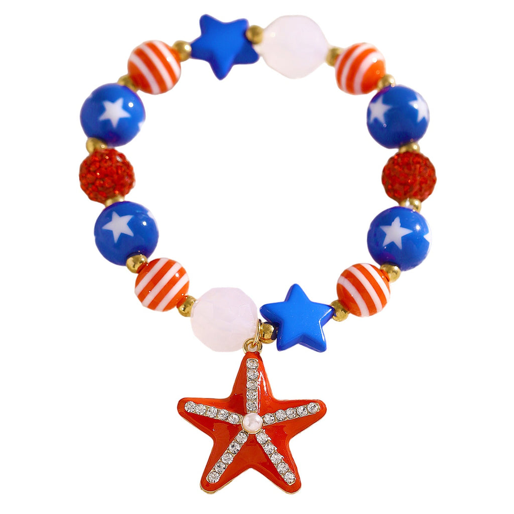 Fashion Independence Day Asymmetric Flag Color Jewelry Set