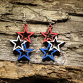 Patriotic Stars Wooden Dangle Earrings | Americana Jewelry
