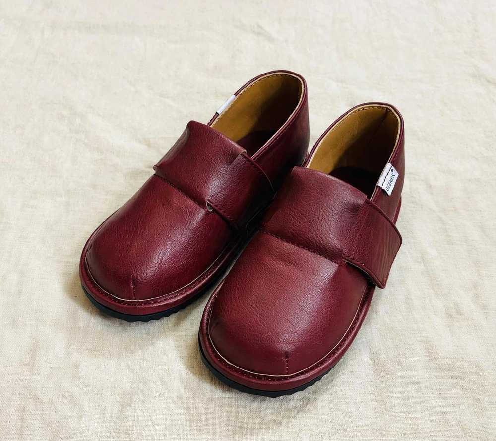 Children's Burgundy Hook-and-Loop Dress Shoes – Removable Soles
