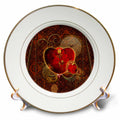 3dRose Heike Köhnen Design Holiday Valentines day - Wonderful heart with gears and rose, steampunk design - Plates (cp_254551)