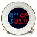 3dRose Alexis Design - Holidays Independence Day - Fourth 4th of July colorful text, blue background. Independence Day - Plates