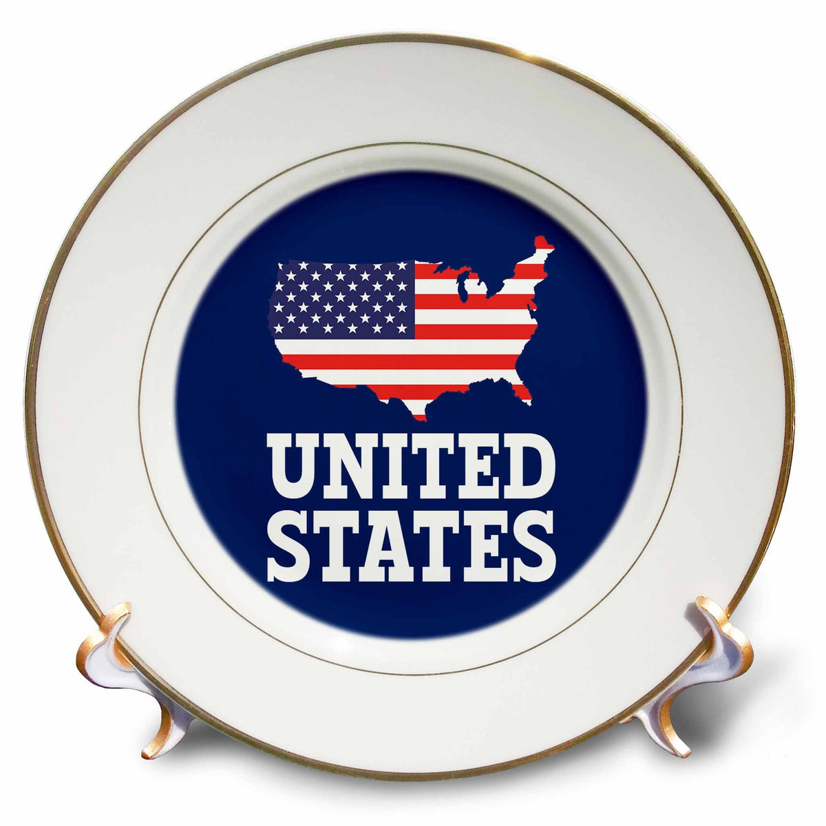 3dRose USA map, American Flag. United States. Patriotic 4th of July Decor - Plates (cp_311878)