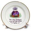 3dRose Funny turkey with a drum. Have a happy Thanksgiving wishes - Plates (cp_339325)