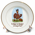 3dRose Funny turkey cartoon. Be blessed, be thankful Thanksgiving wishes - Plates (cp_339332)