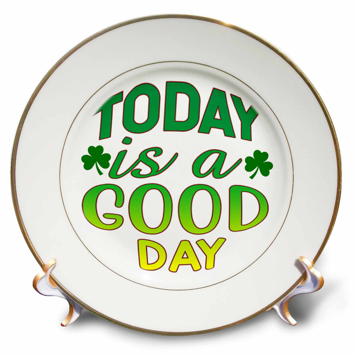 3dRose Today is a Good Day Shamrocks St Patricks Day, 3dramm - Plates (cp_355790)