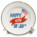 3dRose Simple and Creative 4th of July with Flag - Plates (cp-362678)