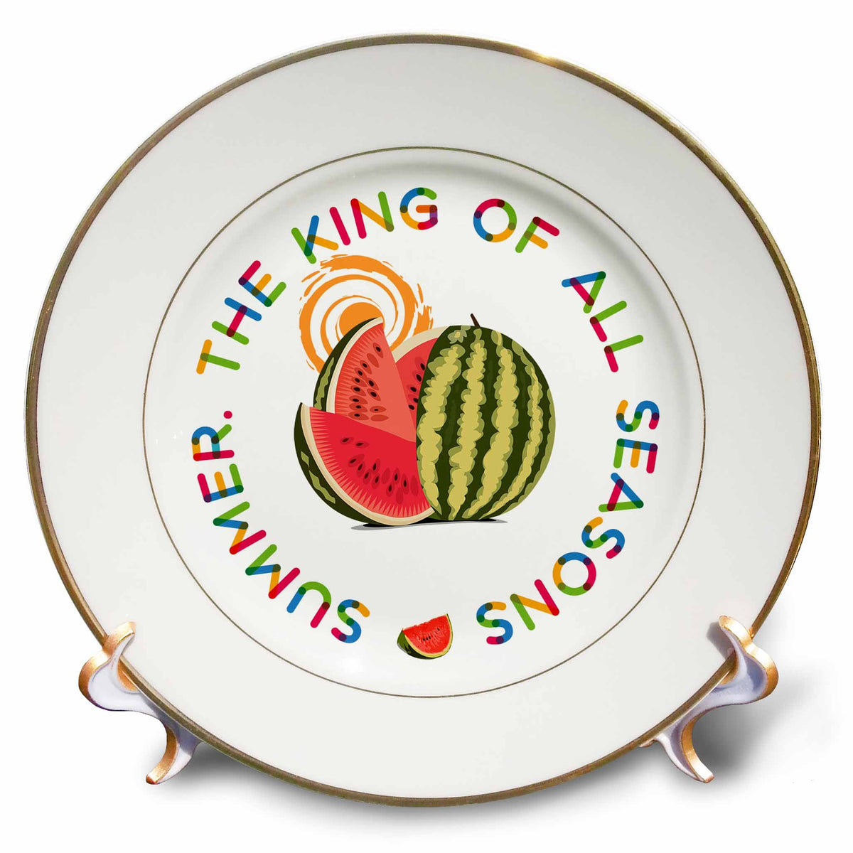 3dRose Summer. The king of all seasons. A colorful summertime gift for you - Plates (cp-363425)