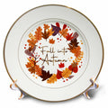 3dRose Autumn Leaves Wreath Fall Into Autumn Typography - Plates (cp-369652)