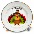 3dRose Happy Thanksgiving Cute and Colorful Turkey In A Pilgrim Hat - Plates (cp-369937)